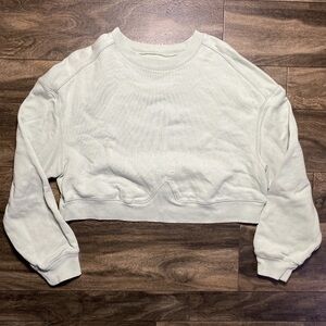 Everlane Organic Cotton Cropped Crew Neck Sweatshirt Womens M Green Oversized